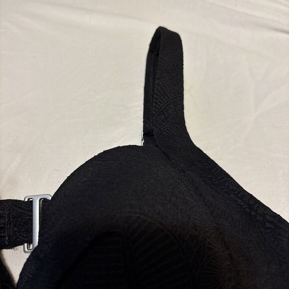 Lands End Black Paisley Textured Twist Underwire Bikini Top Women's Size 4 Swim - Picture 5 of 12